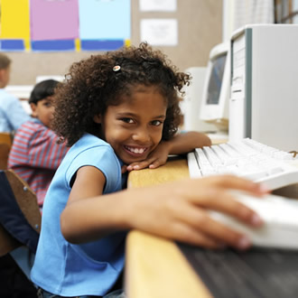 girl using computer