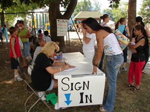 Volunteers Signing People In